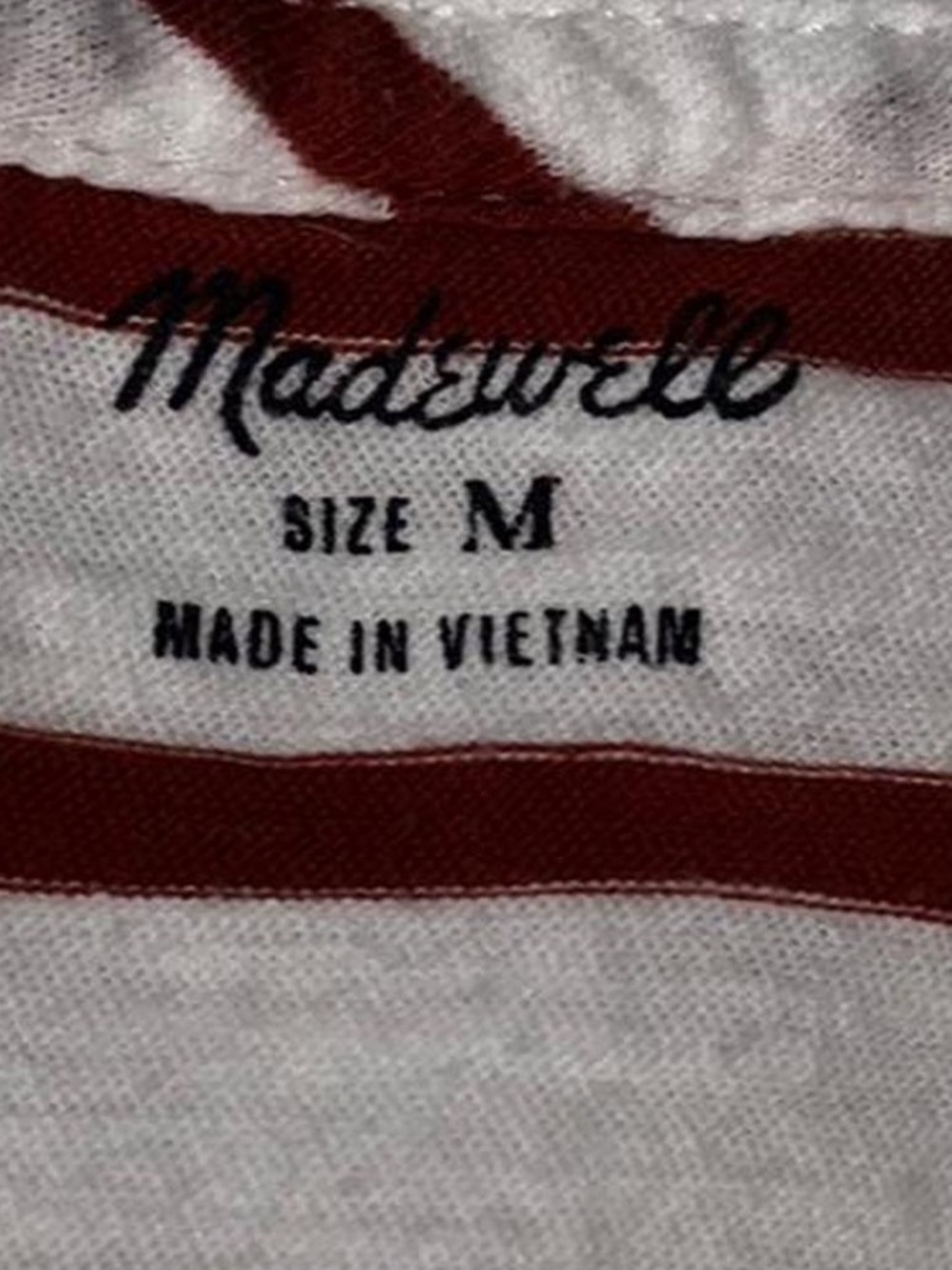 Madewell Whisper Cotton V-Neck Burnt Orange Rust Striped Pocket T-Shirt Size M - Picture 7 of 8